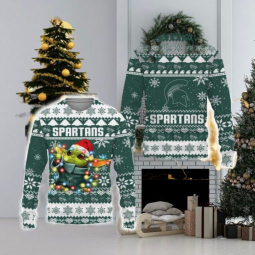 Michigan State Spartans Baby Yoda Star Wars Sports Football American New 3D Sweater Gift Ugly Christmas