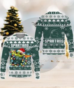 Michigan State Spartans Baby Yoda Star Wars Sports Football American New 3D Sweater Gift Ugly Christmas