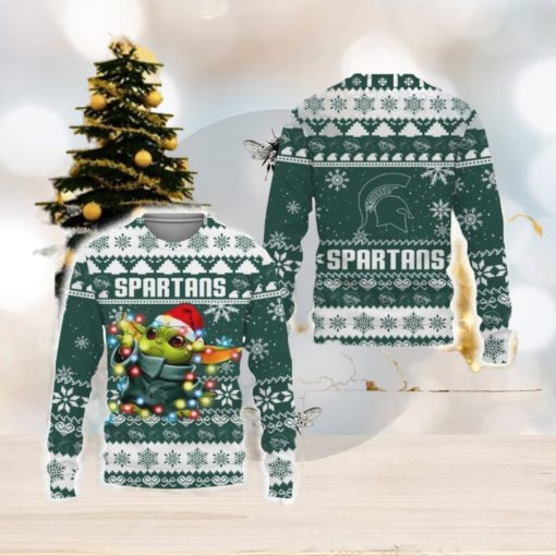 Michigan State Spartans Baby Yoda Star Wars Sports Football American New 3D Sweater Gift Ugly Christmas