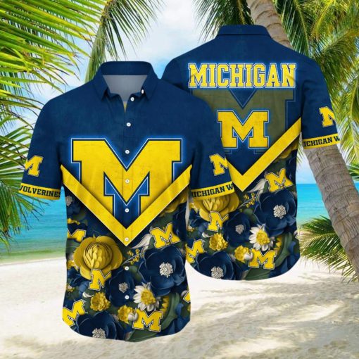 Michigan Wolverines NCAA Hawaiian Shirt Custom Ocean Waves Aloha Shirt