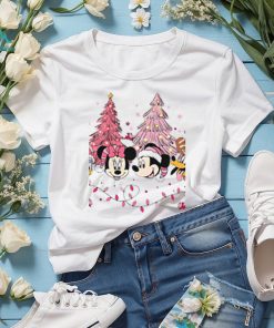 Mickey And Friends Christmas Trees Pink Tshirt