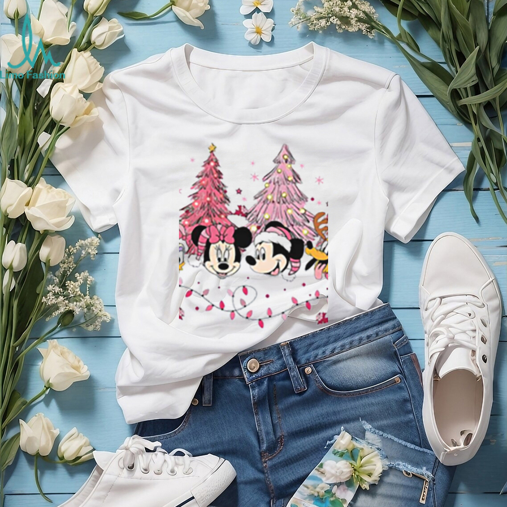 Mickey And Friends Christmas Trees Pink Tshirt Mickey And Friends Christmas Trees Pink Tshirt