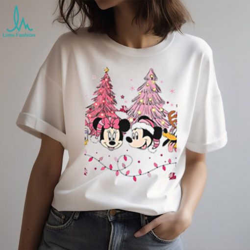 Mickey And Friends Christmas Trees Pink Tshirt