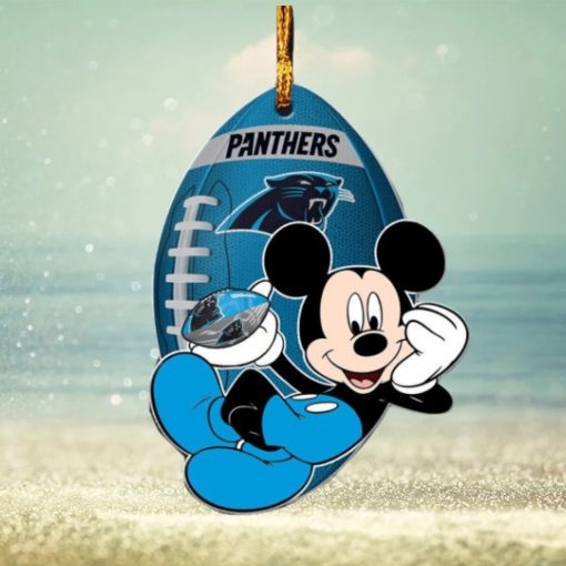 Mickey Mouse Disney x NFL Carolina Panthers Christmas Gift For Fans Custom Name Ornament