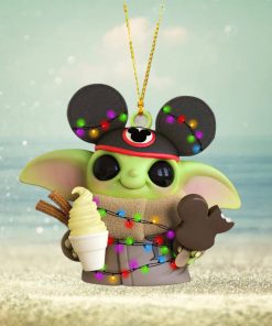 Mickey hat Baby Yoda ice cream christmas ornament