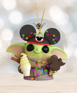 Mickey hat Baby Yoda ice cream christmas ornament