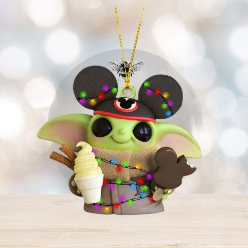 Mickey hat Baby Yoda ice cream christmas ornament