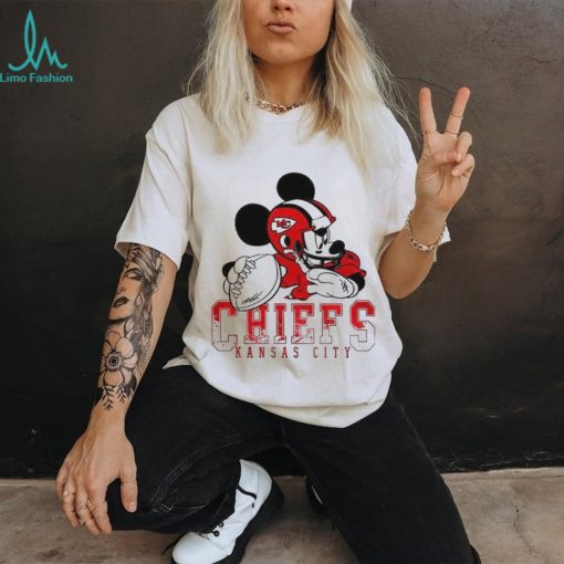 Mickey mouse playing Kansas city Chiefs disney inspired game day Football shirt