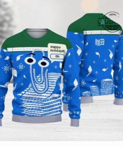 Microsoft Christmas Sweater All Over Printed Holiday Ugly Christmas Artificial Wool Sweat