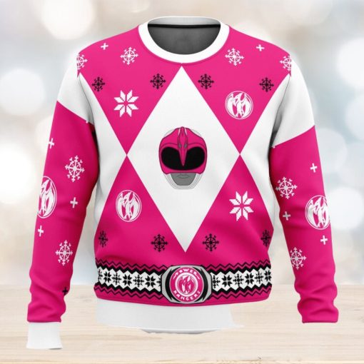 Mighty Morphin Power Rangers Pink Ugly Christmas Sweater Unisex 3D Christmas Sweater Gift