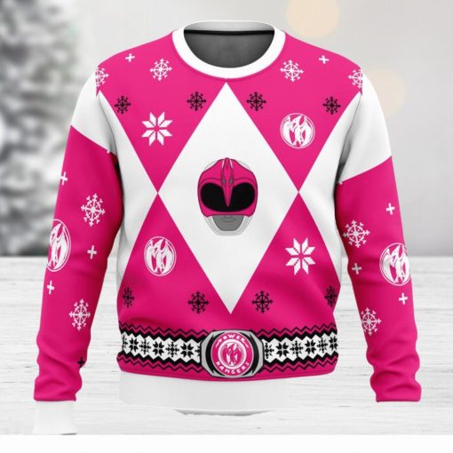 Mighty Morphin Power Rangers Pink Ugly Christmas Sweater Unisex 3D Christmas Sweater Gift