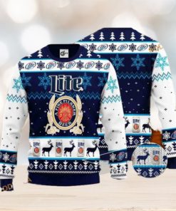 Miller Lite Reindeer Pattern Friends Christmas Sweater