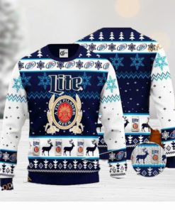 Miller Lite Reindeer Pattern Friends Christmas Sweater