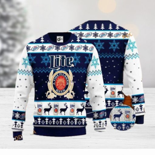 Miller Lite Reindeer Pattern Friends Christmas Sweater