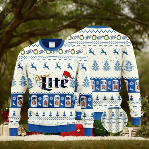 Miller Lite Santa Hat Christmas Ugly Christmas Sweater