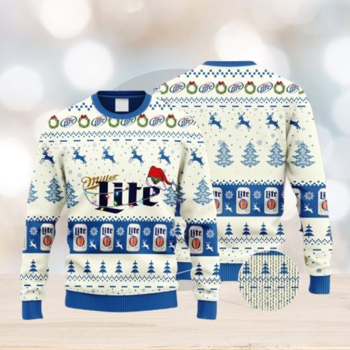 Miller Lite Santa Hat Christmas Ugly Christmas Sweater