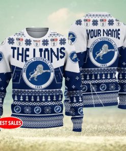 Millwall FC Big Logo Stadium Snowflakes EFL Ugly Christmas Sweater