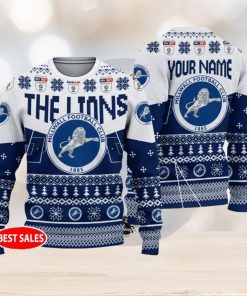 Millwall FC Big Logo Stadium Snowflakes EFL Ugly Christmas Sweater