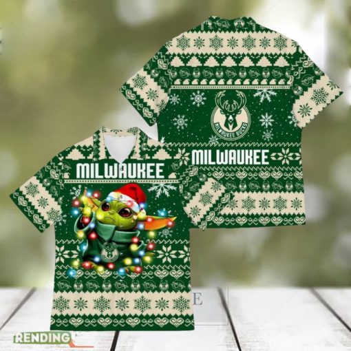 Milwaukee Bucks Baby Yoda Star Wars Hawaiian Shirt For Men And Women Gift Christmas Holidays