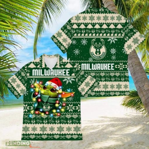 Milwaukee Bucks Baby Yoda Star Wars Hawaiian Shirt For Men And Women Gift Christmas Holidays