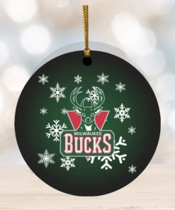 Milwaukee Bucks Merry Christmas Circle Ornament