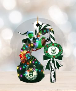 Milwaukee Bucks NBA Grinch Candy Cane Personalized Xmas Gifts Christmas Tree Decorations Ornament