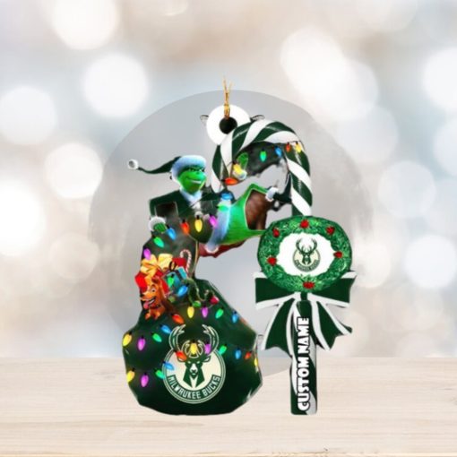 Milwaukee Bucks NBA Grinch Candy Cane Personalized Xmas Gifts Christmas Tree Decorations Ornament