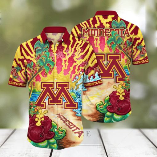 Minnesota Golden Gophers NCAA Hawaiian Shirt Golden Hourtime Aloha Shirt