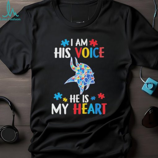 Minnesota Vikings Autism awareness I am his voice he is my heart shirt