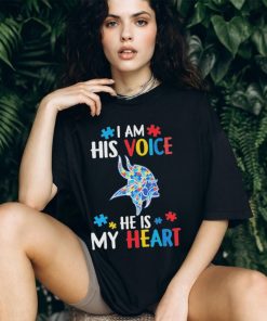 Minnesota Vikings Autism awareness I am his voice he is my heart shirt