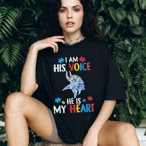 Minnesota Vikings Autism awareness I am his voice he is my heart shirt