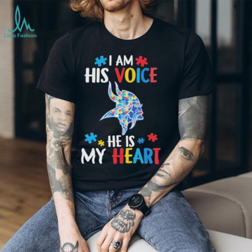 Minnesota Vikings Autism awareness I am his voice he is my heart shirt