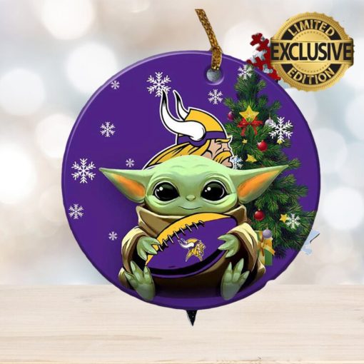 Minnesota Vikings Baby Yoda NFL Custom Name 2023 Holiday Gifts Christmas Decorations Ornament