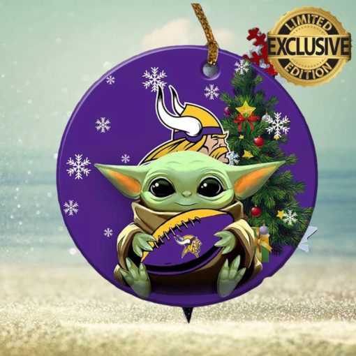 Minnesota Vikings Baby Yoda NFL Custom Name 2023 Holiday Gifts Christmas Decorations Ornament