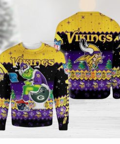 Minnesota Vikings Funny Grinch Knitted Christmas 3D Sweater For Fans