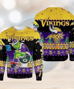 Minnesota Vikings Funny Grinch Knitted Christmas 3D Sweater For Fans