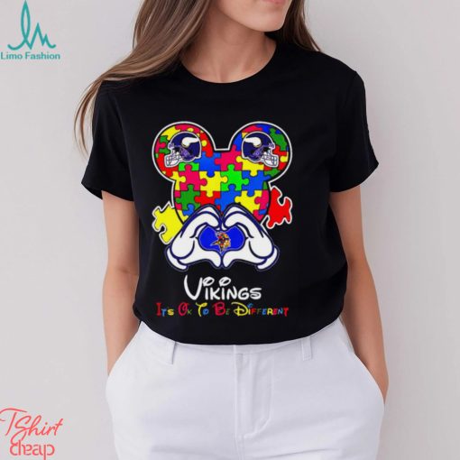 Minnesota Vikings Mickey Mouse Love Autism It’s Ok To Be Different shirt