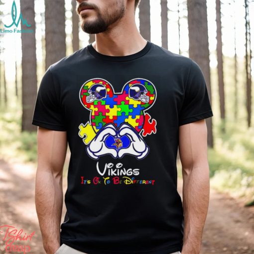 Minnesota Vikings Mickey Mouse Love Autism It’s Ok To Be Different shirt