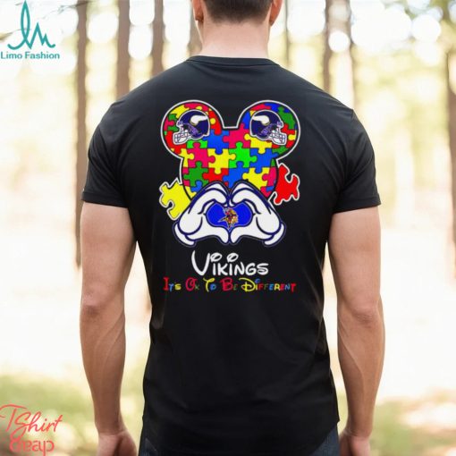 Minnesota Vikings Mickey Mouse Love Autism It’s Ok To Be Different shirt