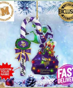 Minnesota Vikings NFL Grinch Candy Cane Personalized Xmas Gifts Christmas Tree Decorations Ornament_96351930 1