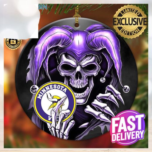 Minnesota Vikings NFL Skull Joker Custom Name 2023 Holiday Gifts Christmas Decorations Ornament