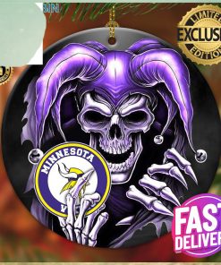 Minnesota Vikings NFL Skull Joker Custom Name 2023 Holiday Gifts Christmas Decorations Ornament