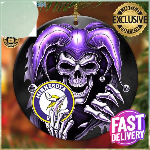 Minnesota Vikings NFL Skull Joker Custom Name 2023 Holiday Gifts Christmas Decorations Ornament