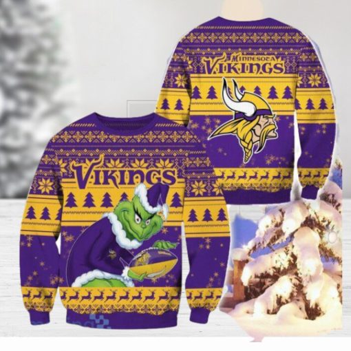 Minnesota Vikings Ugly Grinch Christmas Sweater For Fans Funny Christmas Gift