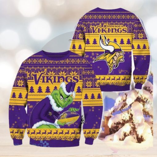 Minnesota Vikings Ugly Grinch Christmas Sweater For Fans Funny Christmas Gift