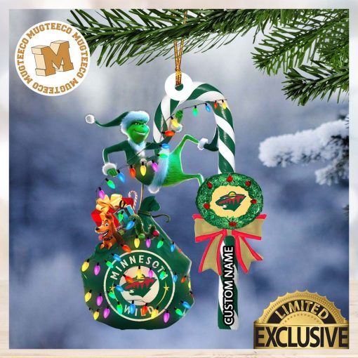 Minnesota Wild NHL Grinch Candy Cane Personalized Xmas Gifts Christmas Tree Decorations Ornament_59394738 1