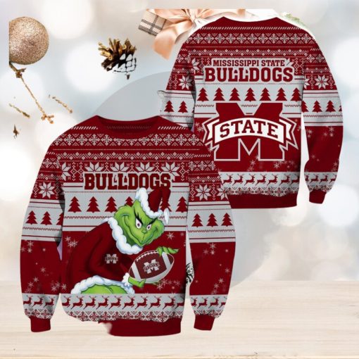 Mississippi State Bulldogs NCAA Grinch Hug Logo Ugly Christmas Sweater Special Christmas Gift For Fans