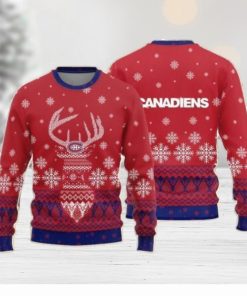 Montreal Canadiens Christmas Big Reindeer Pattern Christmas Gift 3D Ugly Christmas Sweater