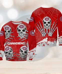 Montreal Canadiens Skull Hallowen Snow Halloween Ugly Sweater For Men And Women Gift Christmas