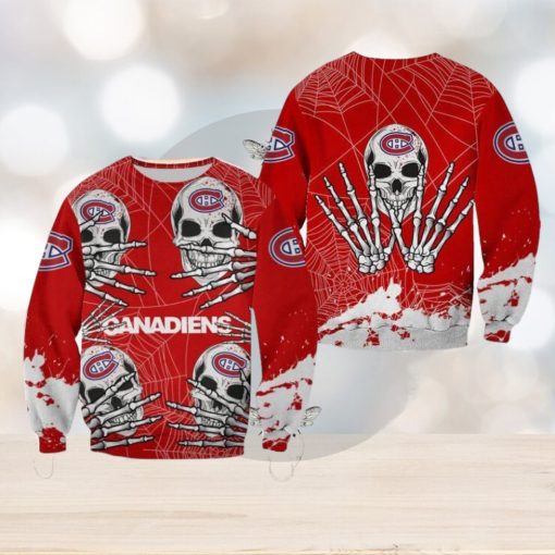 Montreal Canadiens Skull Hallowen Snow Halloween Ugly Sweater For Men And Women Gift Christmas